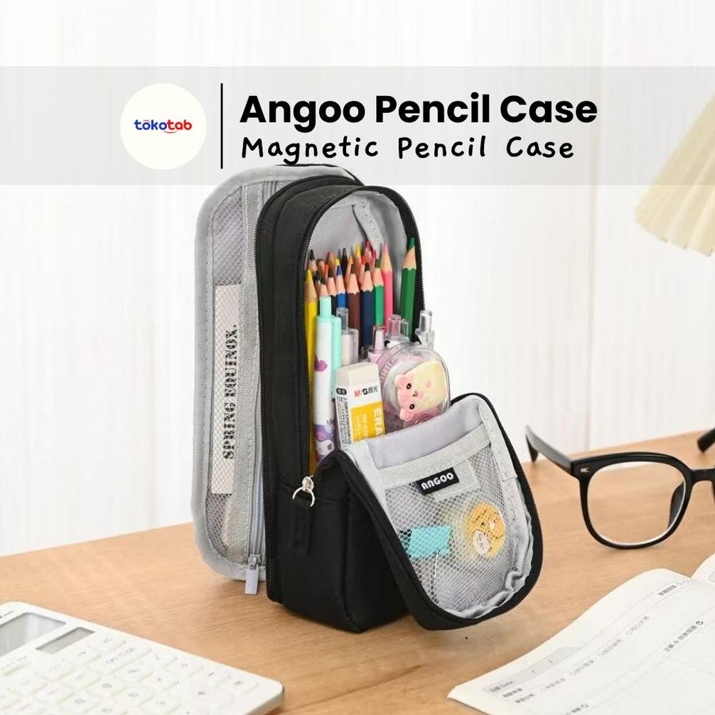 Cod Tokotab - Angoo Magnetic Pencil Case Magnestand Pencil Case Tempat Pensil Standing Magnet Kawaii