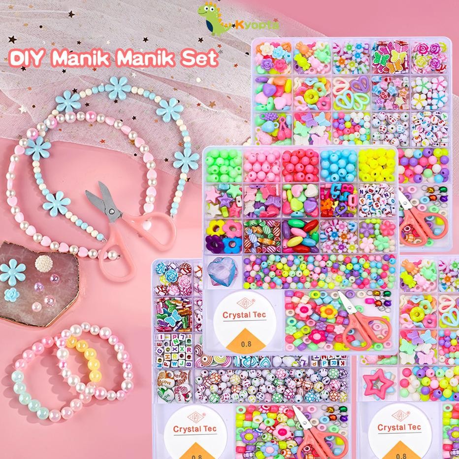 Kyopta Diy Manik Manik Gelang Set Kotak Dan Tali Mainan Edukasi Kreatifitas Anak Meroncegelang  Mani