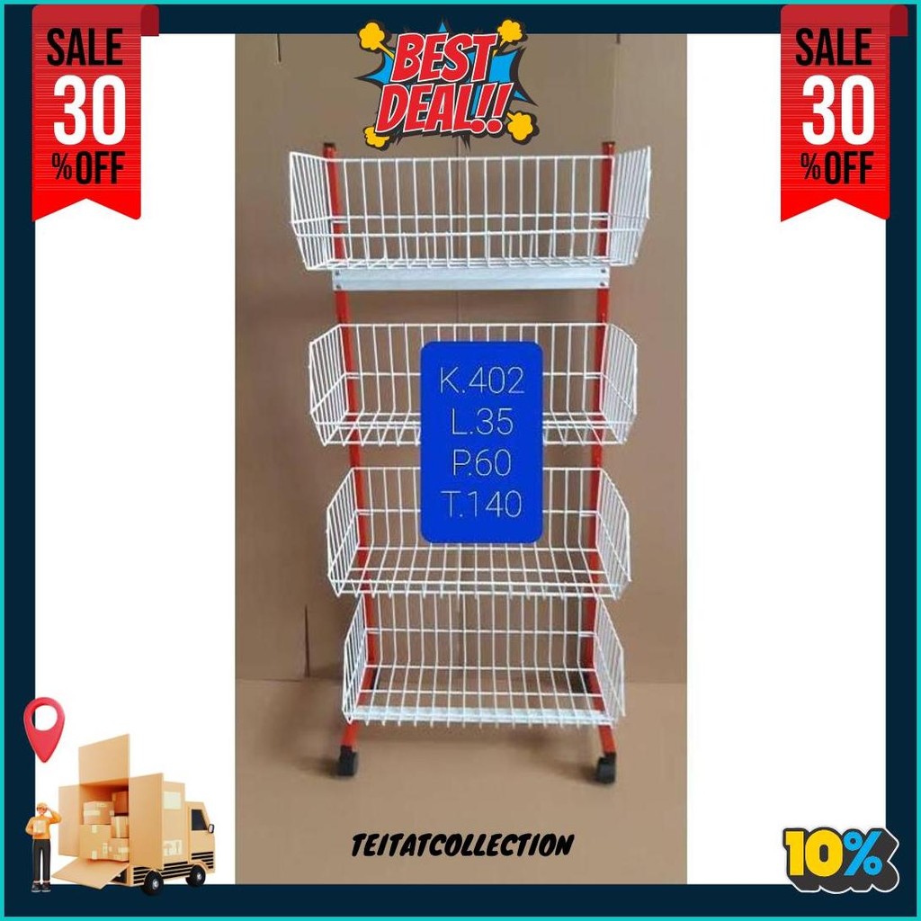 Rak [K402] Ceker Besi Merah/Rak Indomaret/Rak Besi Tebal/Rak Jualan/Rak Kuat Terlaris