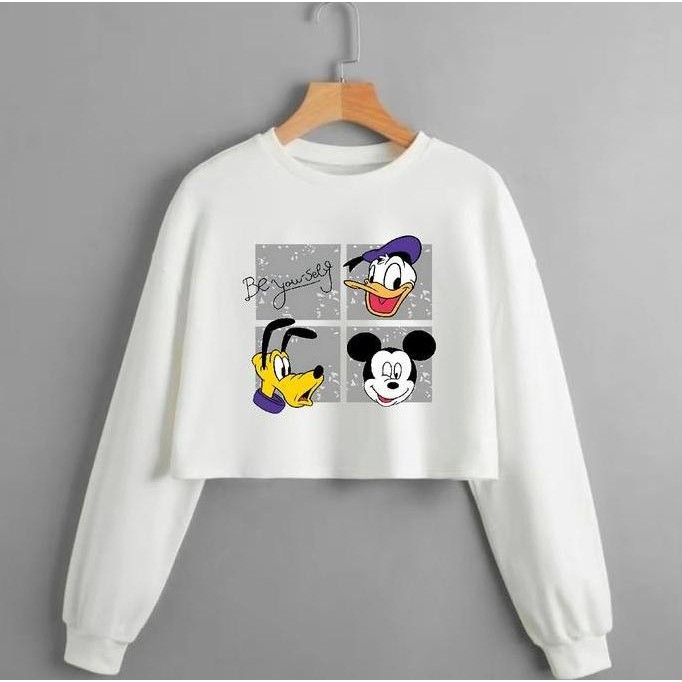 COD KAOS CROP TOP LENGAN PANJANG OVERSIZE /CROP TOP KOREA/CROP WANITA MOTIF Combed Soft Atasan Distr