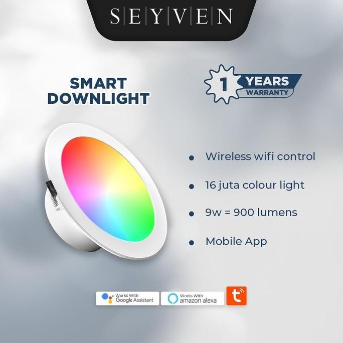 SEYVEN Smart Downlight RGB+W 15 W Wifi Smart Downlight Dimming Remote Lampu