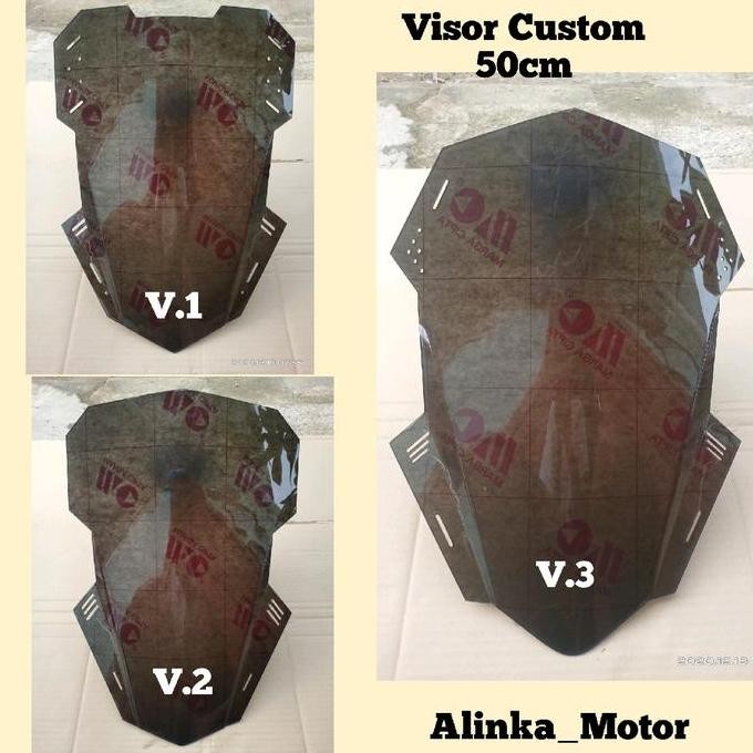 Promo Windshield/Visor Custom 50cm Visor Motor all Motor Tanpa Breket Visor Modifikasi Verza Vixion 