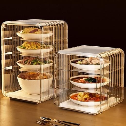 HANA Tudung Saji Makanan Estetik 4 Susun/Tudung Saji Rak Makanan/Tudung Saji Rak Makan Akrilik