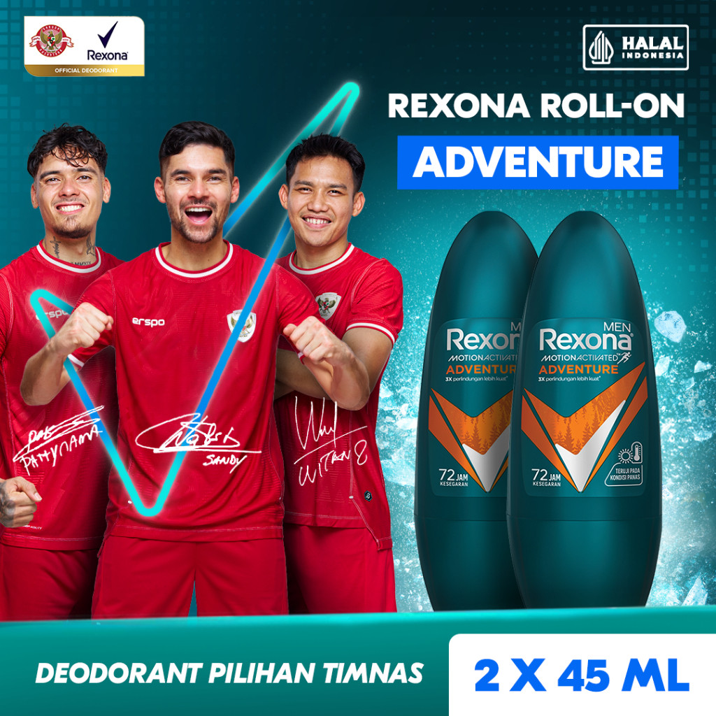 Rexona Men Anti Perspirant Deodorant Roll On Adventure 45ml Twin Pack