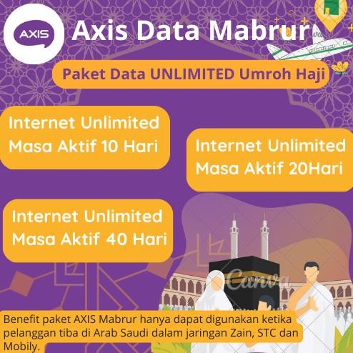 Ada Terbaru Kuota Haji I Paket Data Roaming  Axis  Kuota Internet Haji Umroh Unlimited Murah Dan Axi