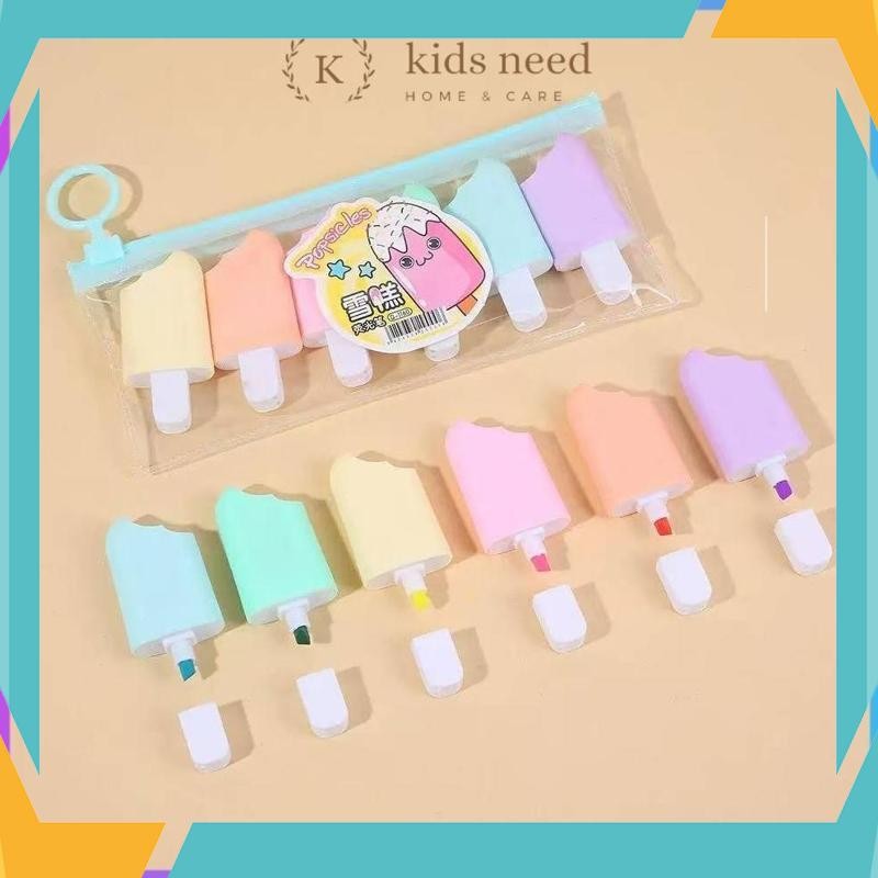 

Termurah (1 Set 6 Pcs) HighLighter Motif Es Krim Free Pouch Highliter Stabilo Ice Cream Stationery Lucu Unik Penanda Buku Warna Warni Kado Hadir QFF-52