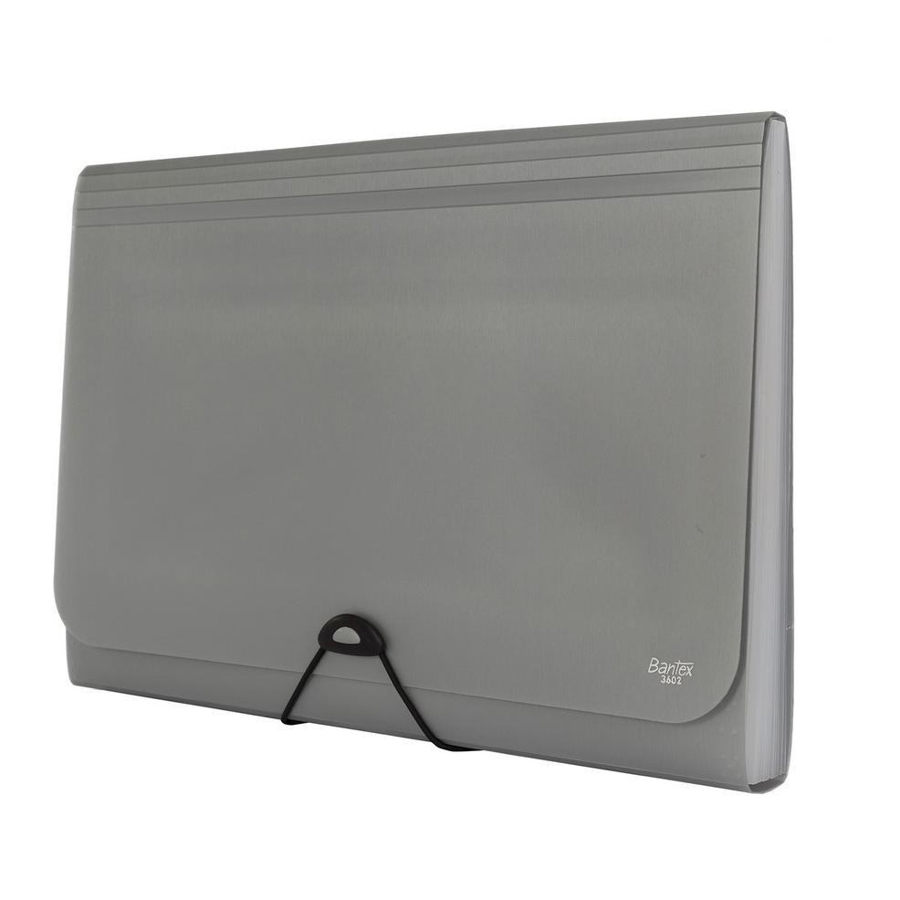 

Bantex Expanding File With Zipper Pocket Folio Silver 3602 17