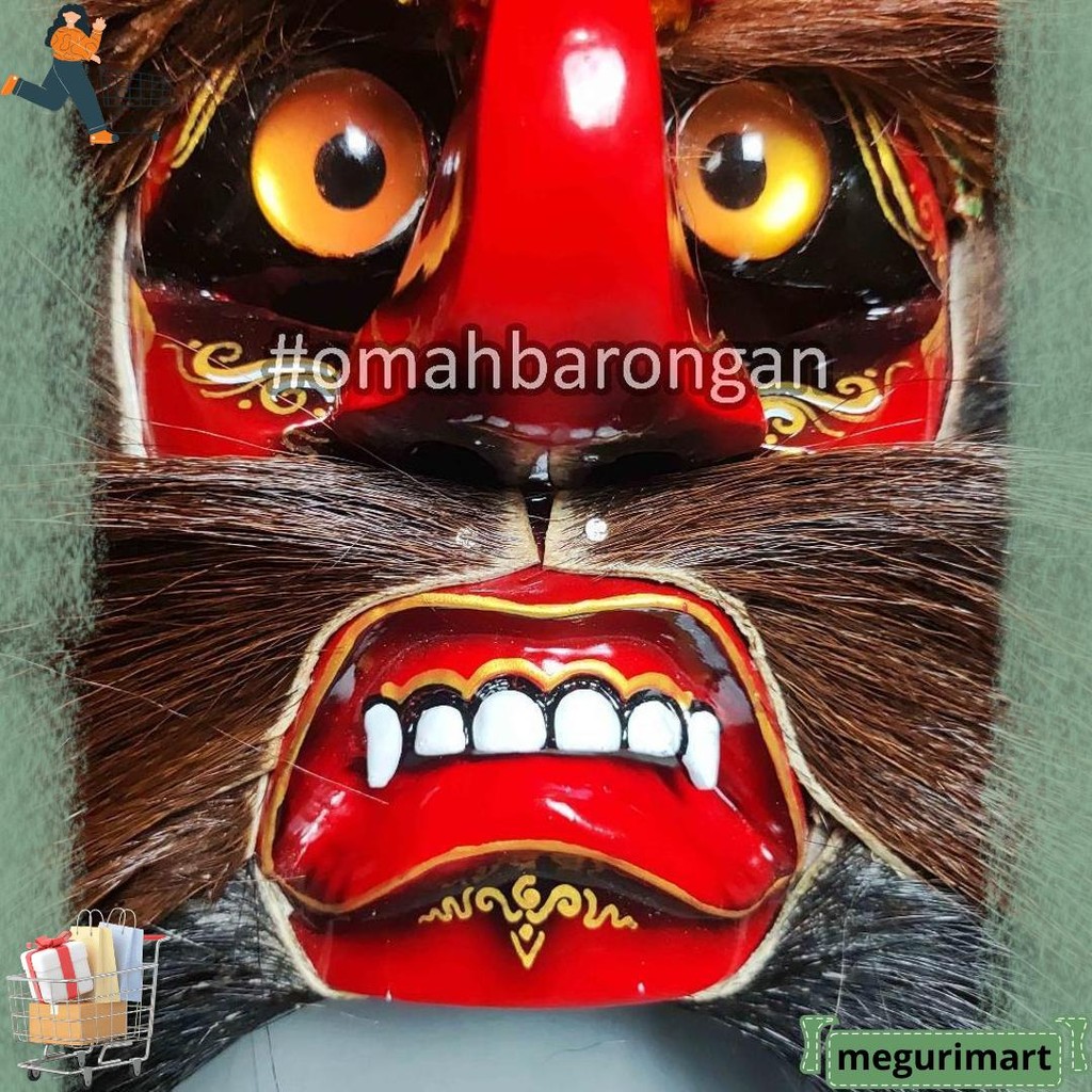 Topeng Ganongan Premium Full Bulu Kuda Asli Rambut Nyulak Cuci Gudang