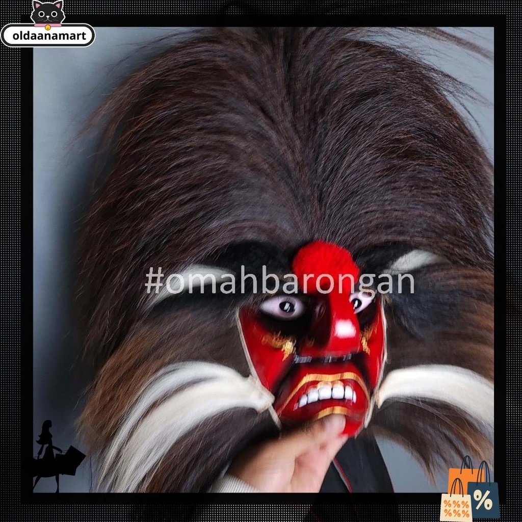 Topeng Ganongan Premium Full Bulu Kuda Asli Rambut Nyulak Super sale