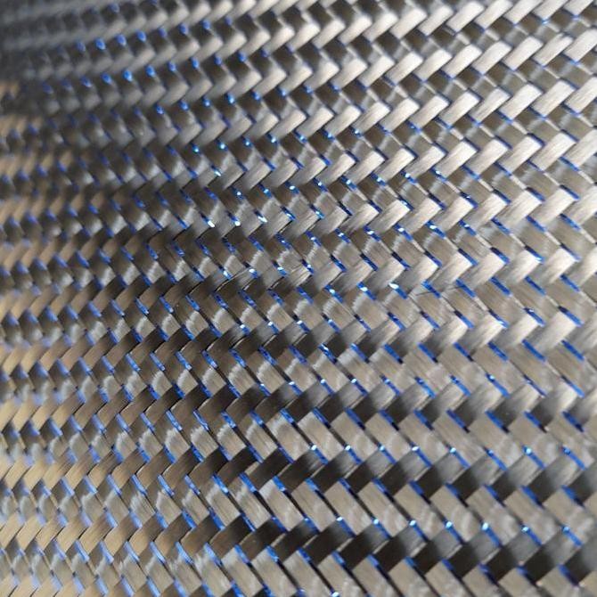 Serat carbon kevlar twill 220gsm BLUE METALIC New Carbon