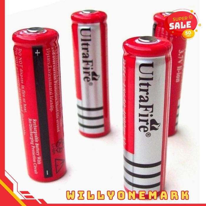 BATERAI 18650 BUTTON TOP RECHARE CAS ULTRAFIRE SENTER POWER BANK LASER KUALITAS PRODUK TERBAIK