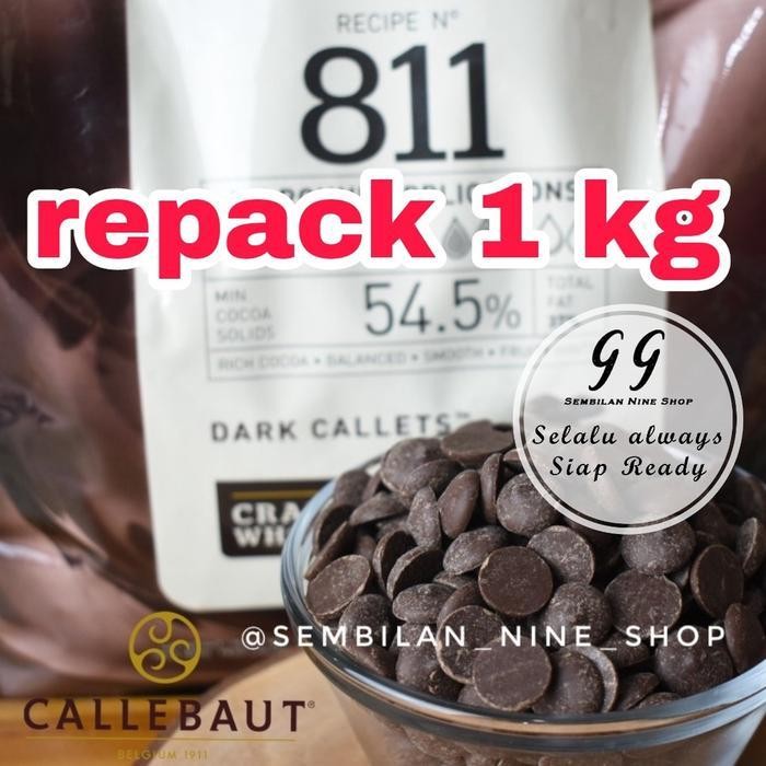 

TERLARIS! CALLEBAUT 811 DARK Callets 1 KG 54.5 % Couverture Chocolate Cokelat Coklat