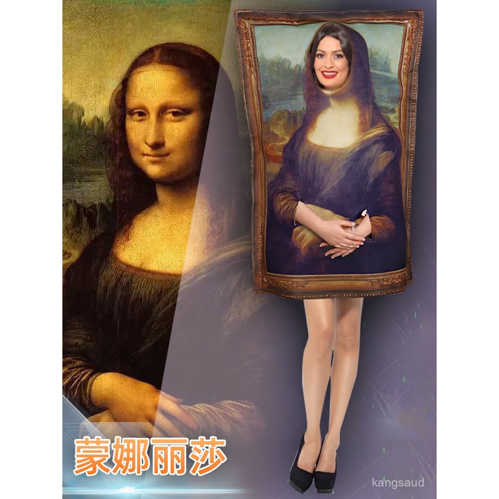 Cross-border Mural Mona Lisa Costume cosplay Halloween Party Performance Costume Fun Spoof Jumpsuit
