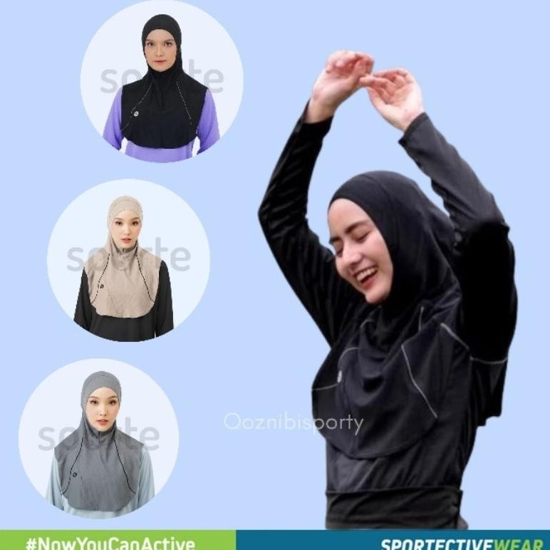 Jilbab Hijab Kerudung Sport Sporty Olahraga Senam Instan Wanita Panjang Tiara Sporte