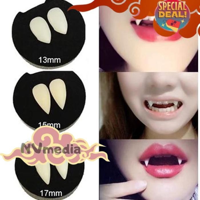 Terbaik Gigi Taring Palsu Sepasang Gigi Taring Cosplay Halloween Gigi Taring Drakula Vampire