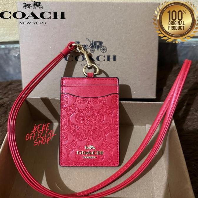 

TERBARU - CH Lanyard In Signature Leather Red CH ID Card Lanyard