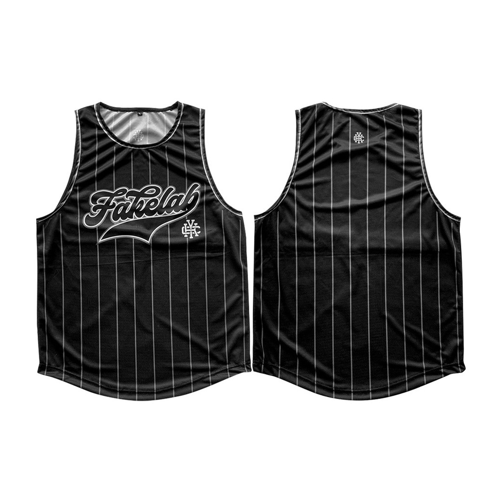 Fakelab Jersey Basket Black Sleeve Less / Kaos Olah Raga Tanpa Lengan Hitam / Kutung / Singlet Pria 