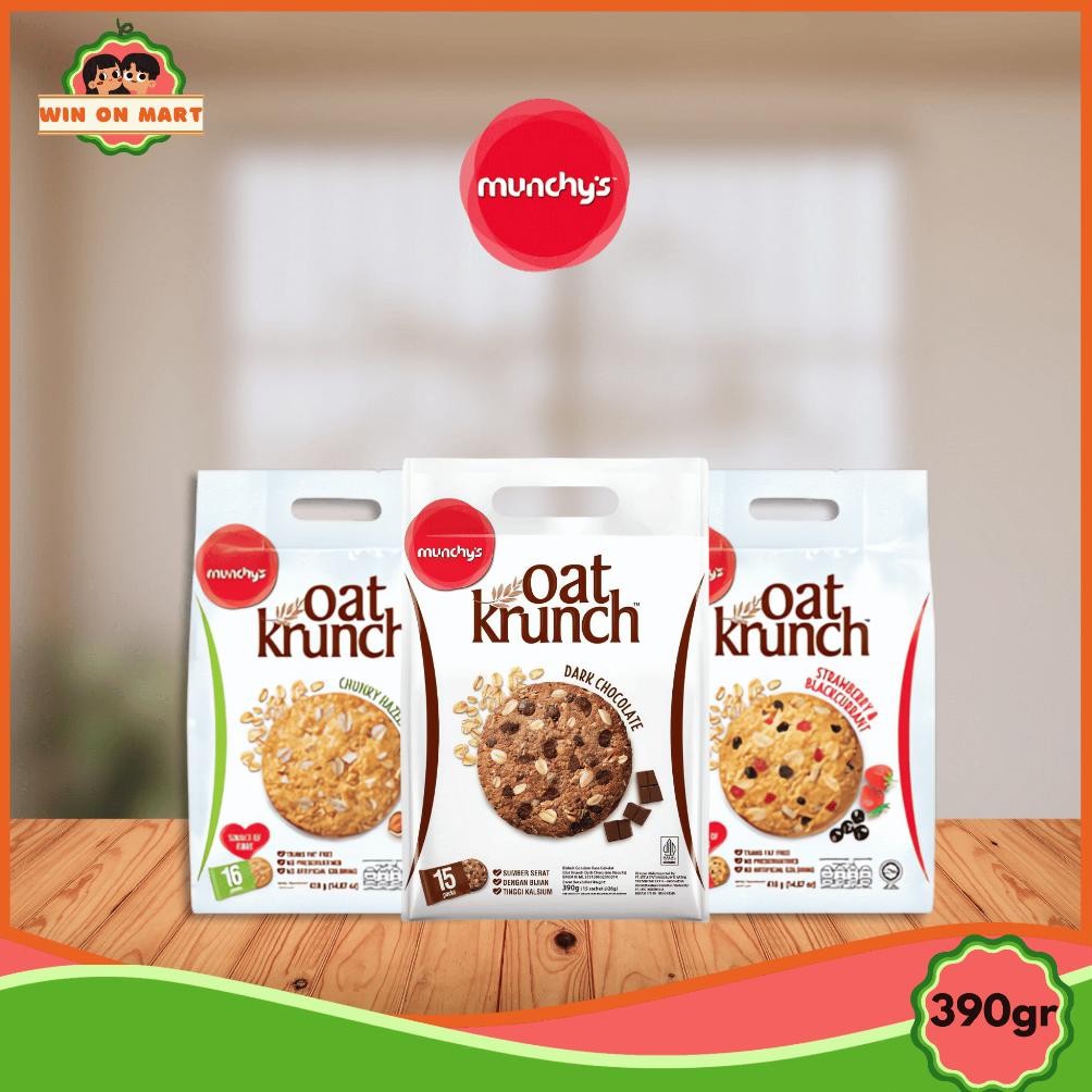 Biskuit Munchys Oat Krunch 390gr Stroberi Hazelnut Coklat Biskuit Gandum Oat Krunch