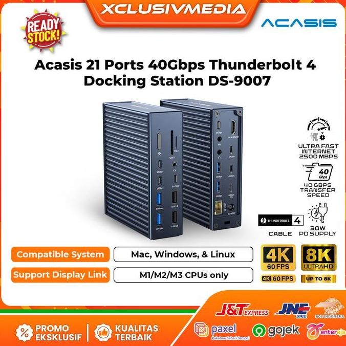 TERMURAH - Acasis 21 Ports 40Gbps Thunderbolt 4 Docking Station for Mac with the M1, M2, M3, M4 Chip