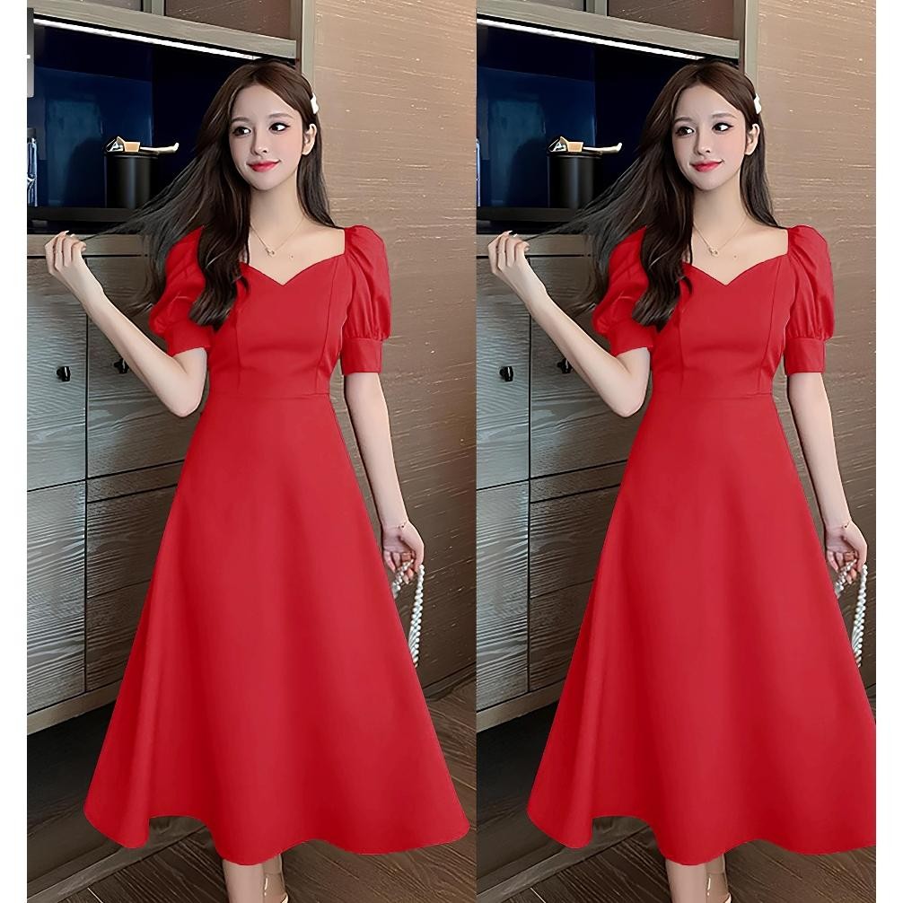 Fashion Wanita Terbaru / Midi Dress Syahira Scuba / Bisa Cod