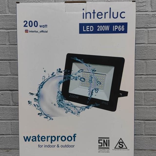SALE INTERLUC LAMPU SOROT LED 200W 200 WATT FLOOD LIGHT LED TEMBAK SNI (LISTRIK LAMPU RUMAH TANGGA K