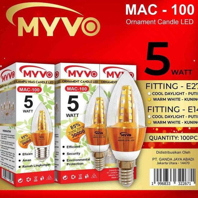 DISCOUNT HINOMARU LAMPU LED CANDLE 5W 5 WATT E27 KUNING FILAMEN 3000K WW (LISTRIK LAMPU RUMAH TANGGA