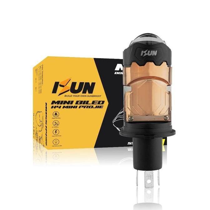 PROMO DISKON - ISUN Lampu H4 Mini BILED MB Flat Cut Off dengan Double-Lens Laser dan Kipas Pendingin