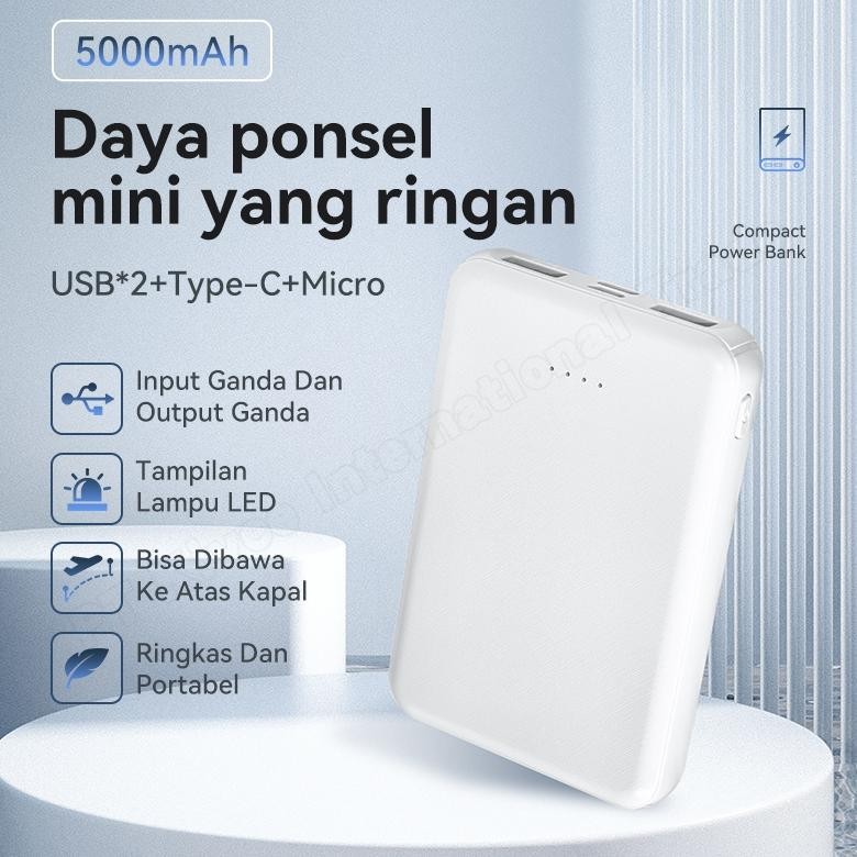 Update - KIVEE Powerbank mini portabel ultra tipis Fast charging Lightning 5000 mAh Garansi asli 1 t