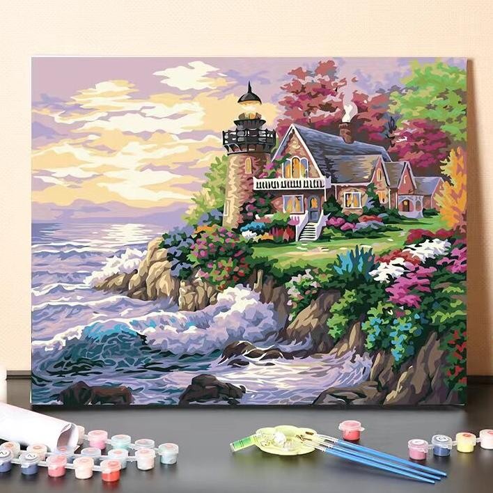 

Painting By Number 3040Cm Canvas Painting By Number Melukis Mewarnai Kanvas Nomor Prakarya Anak Painting Landscape Castle Canvas Paint By Number Kit Dital Oil Painting Diy Painting Kit Lukisan