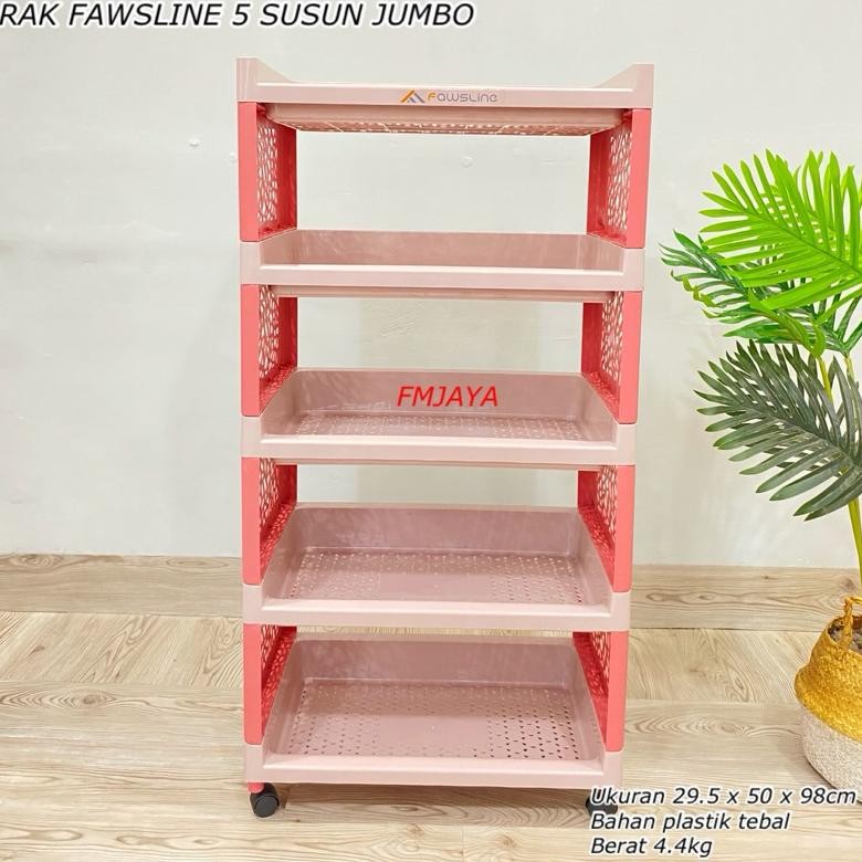 FAWSLINE RAK 5 SUSUN 205B JUMBO || RAK FAWSLINE 5 SUSUN + RODA || RAK TROLY 5 TINGKAT || RAK 5 SUSUN
