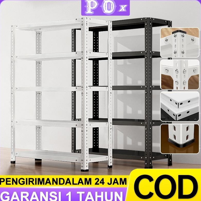 Rak besi sudut susun 5/6 tingkat / rak barang dagangan / rak gudang / rak dapur / rak buku sederhana
