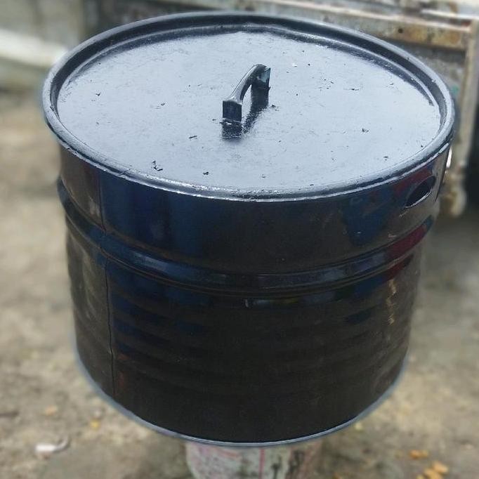 tong sampah besi/tong bakar/drum bakar/bak sampah/tempat sampah besar kapasitas 100 liter lengkap tu