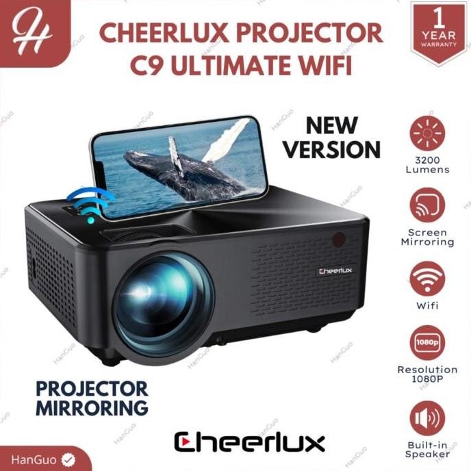 TERBARU - Mini Proyektor Cheerlux C9 2800 Lumens WIFI Proyektor mini c9