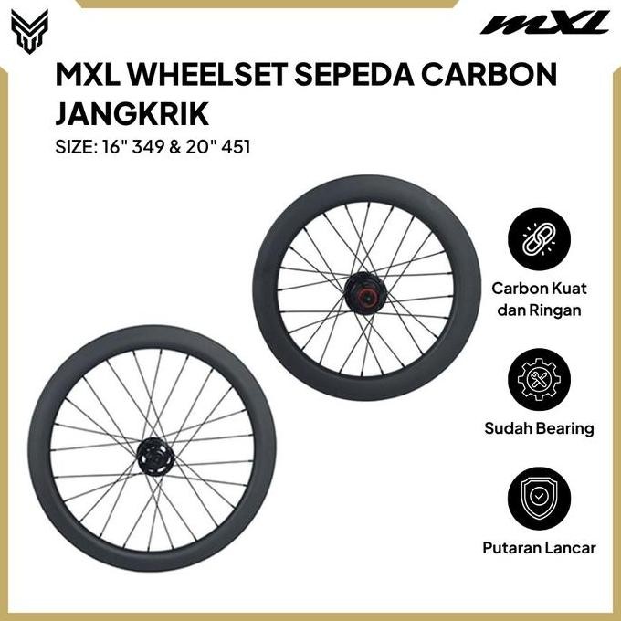 TERMURAH - MXL Wheelset Sepeda 16" 349 & 20" 451 Carbon Velg Roda Set Bike