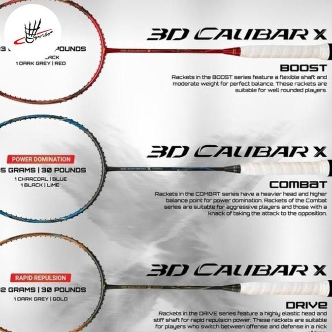 Raket Badminton Lining 3D Calibar X Boost Combat Drive CalibarX 3 D