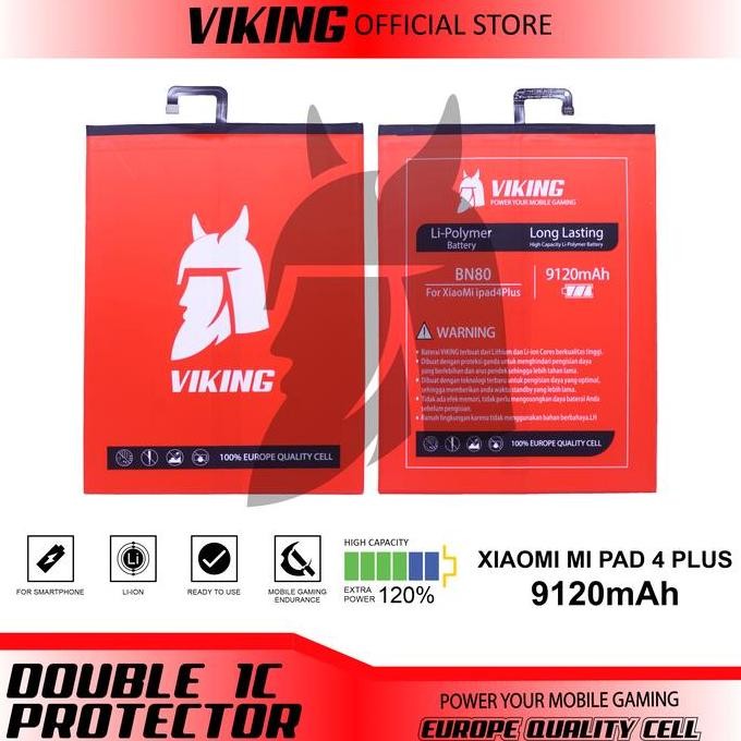 TERLARIS - VIKING Baterai Xiaomi Mi Pad 4 Plus BN80 Double Power