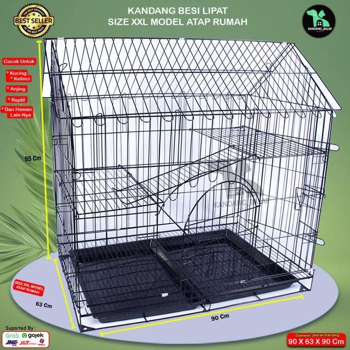 KANDANG KUCING JUMBO XXL MODEL ATAP RUMAH