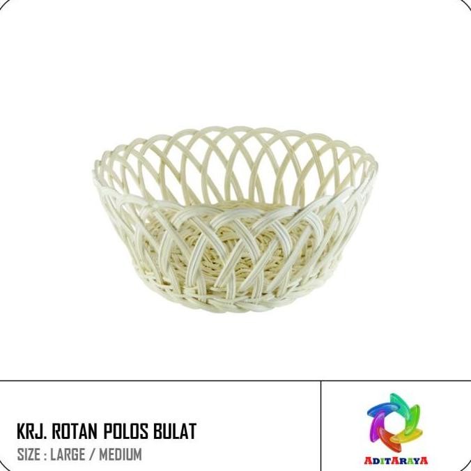 (Good) KERANJANG BUAH ROTAN BULAT POLOS KECIL