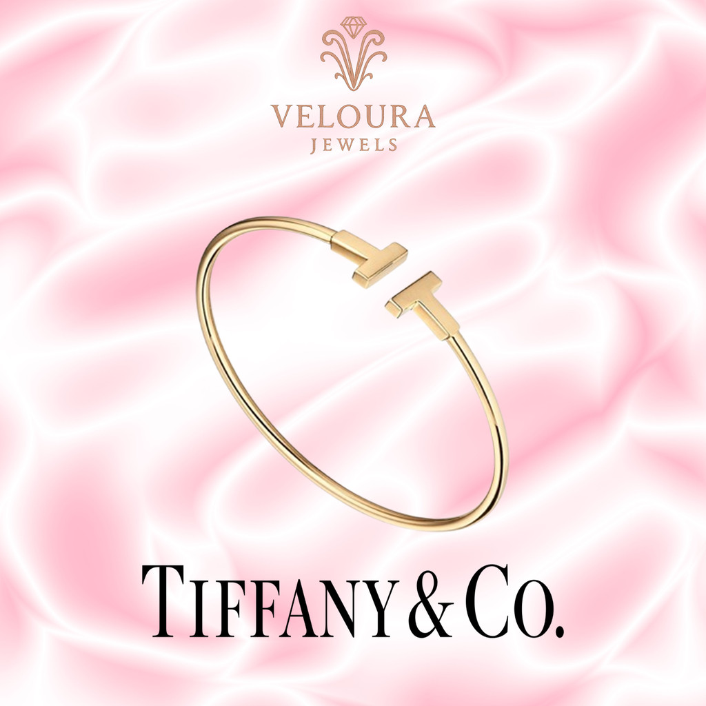 【18K emas asli/100%ORI】T&Co Gelang berian koil seri T/gelang wanita/Gelang emas mawar/emas putih/ema