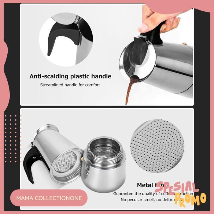 ALAT PEMBUAT KOPI MOKAPOT MOKA POT ESPRESSO MAKER COFFEE MAKER STOVETOP STAINLESS STEEL ALAT SEDUH P