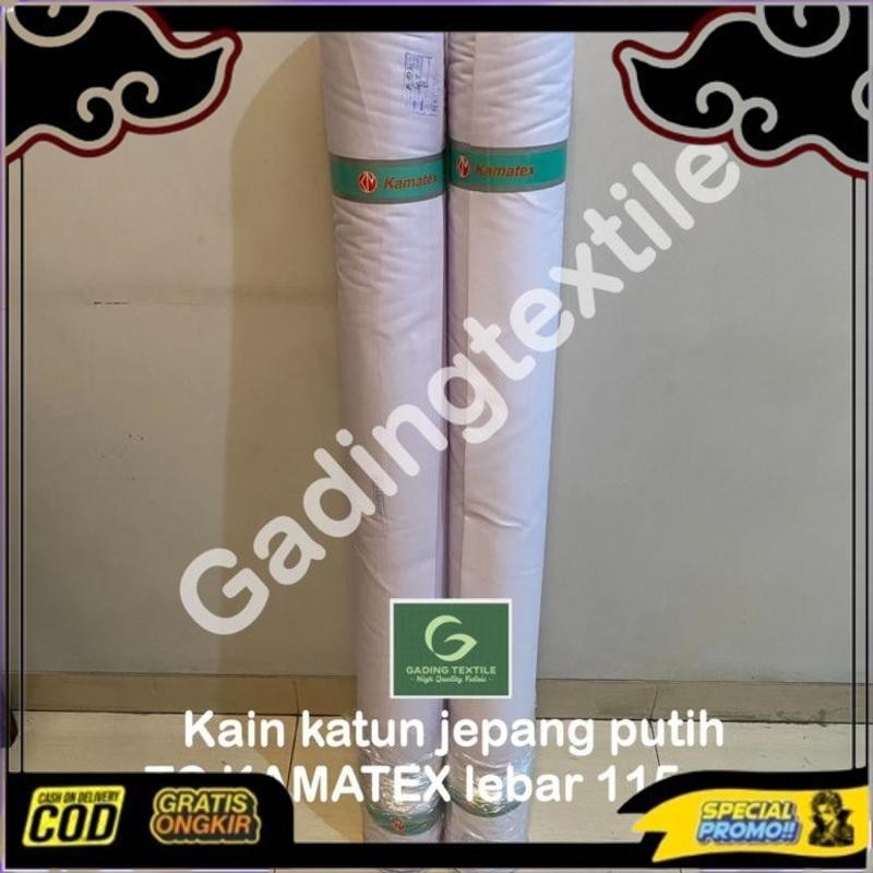 Siap Dikirim ( Per Setengah Meter ) Kain Tetoron Katun Putih Tc Kamatex Lebar 115 Cm Meteran Bahan B