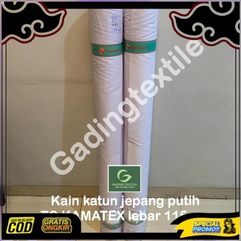 Flash Sale ( Per Setengah Meter ) Kain Tetoron Katun Putih Tc Kamatex Lebar 115 Cm Meteran Bahan Baj