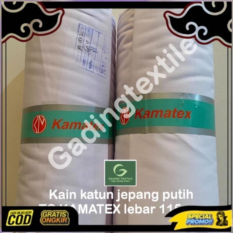 Ready Stock ( Per Setengah Meter ) Kain Tetoron Katun Putih Tc Kamatex Lebar 115 Cm Meteran Bahan Ba