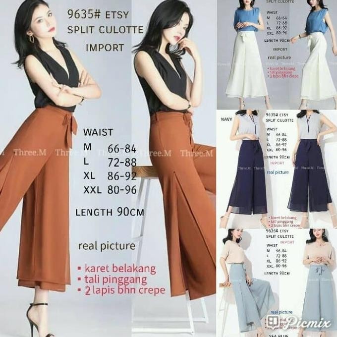 Celana Panjang 9635 9635# Culotte warna Caramel Broken White Kulot Long Pants KS