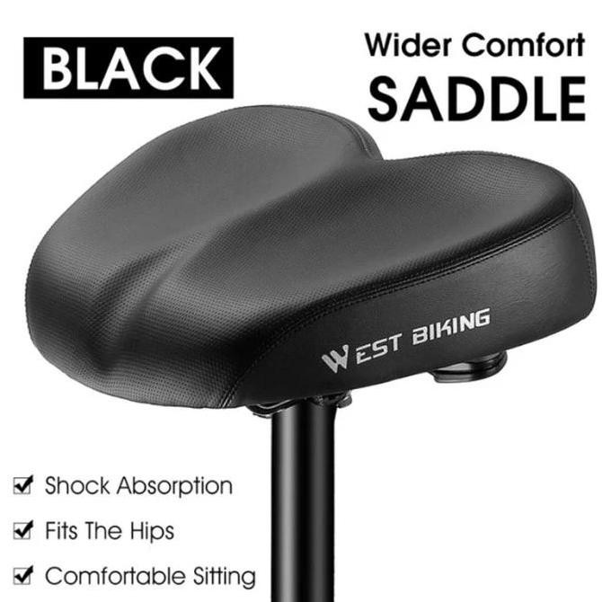 SADEL JOK SEPEDA STATIS LISTRIK MTB SELI WEST BIKING SADDLE CITY BLACK NS