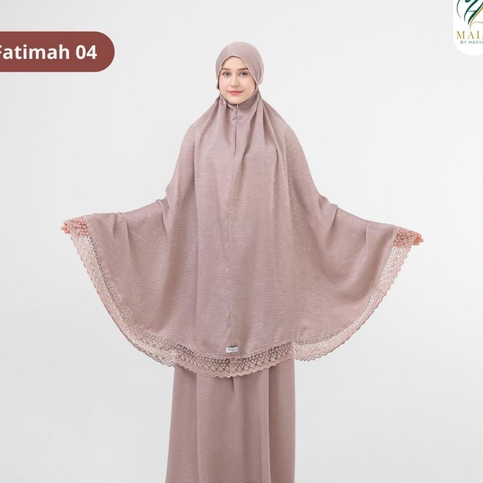 Maia By Hasya Mukena Dewasa Fatimah 2 In 1 Jumbo Renda Santni Silk Glossy Mewah Edisi Lebaran