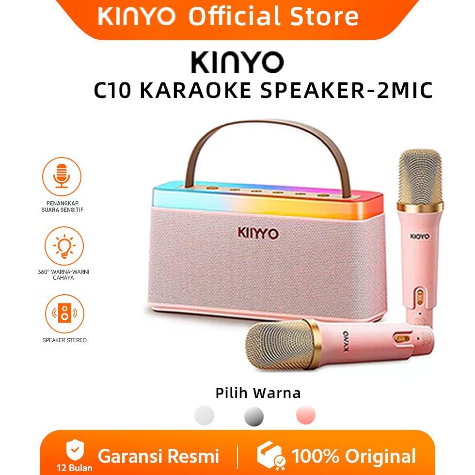 KINYO C10 Kinyo speaker bluetooth super bass RGB 4000mAh WITH 2 MICROPHONE HIFI STEREO Garansi 1 Tah