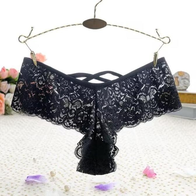 Celana Dalam Wanita Lace Thong Seamless G String Brief Transparan 5C151