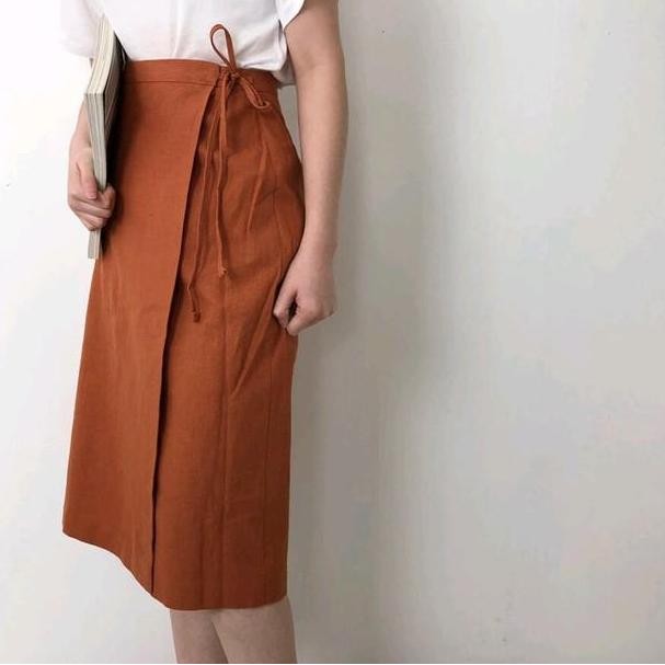 Korean Wrap Skirt ( Linen Skirt ) Panjang JS