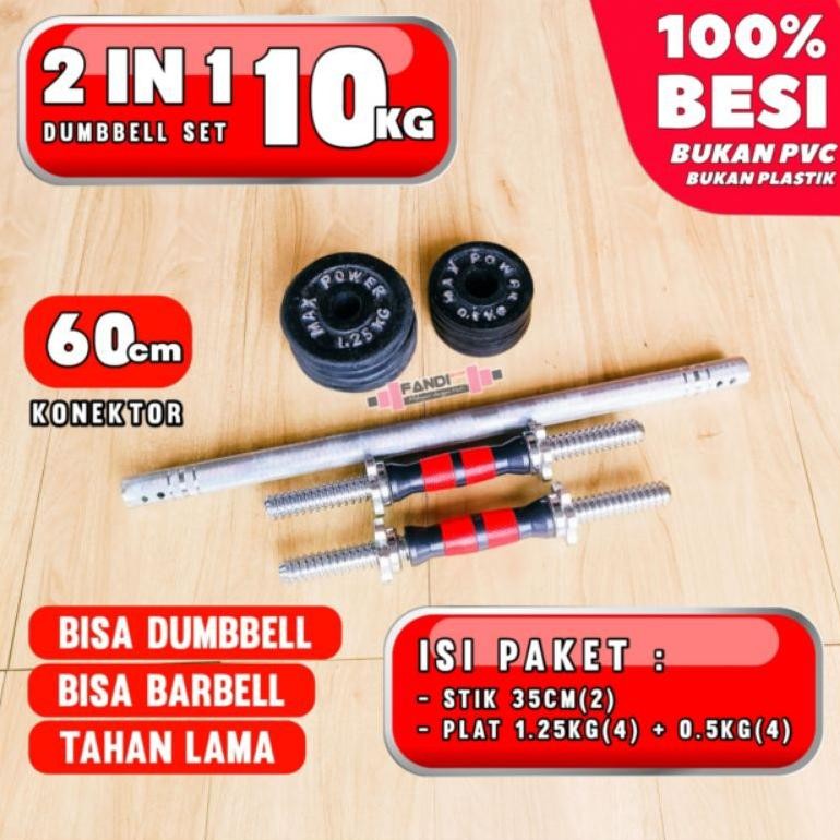 2 IN 1 Barbel 10kg - dumbbell set 10kg - dumbell dumble 10kg BESI